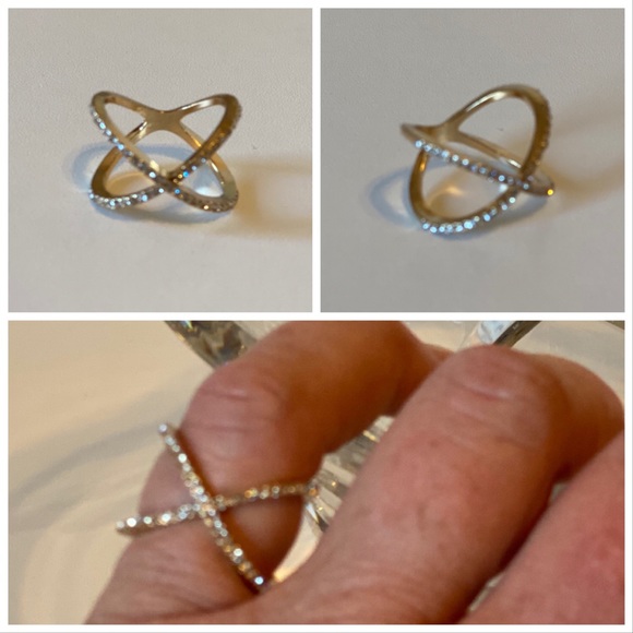 Covet Gold Plated Criss Cross Ring Size 8 - Picture 3 of 14